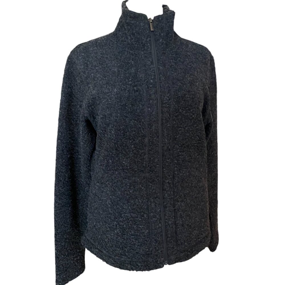 Nau Randygoat Wool Blend Full Zip Jacket Charcoal Gray Shearling Gorpcore Ski-L